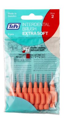 0.5 MM TePe Extra Arayüz Fırçası KIRMIZI (8'li paket)